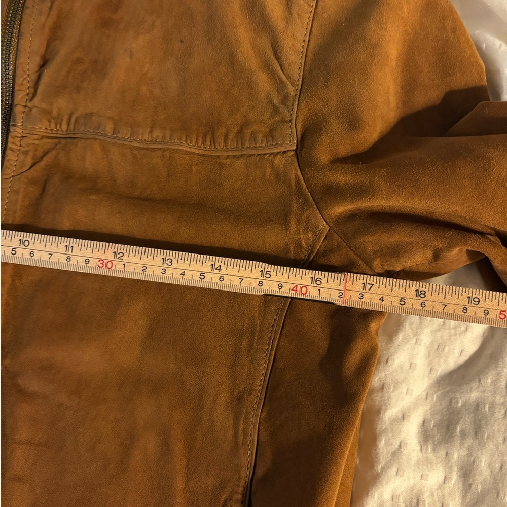 Massimo Dutti Tan Suede Bomber Jacket 100% Goatskin Size S/36 - Picture 13 of 16